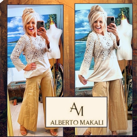 ALBERTO MAKALI,Lux SUEDE-FEEL Laser-Cut Pull-Over Top,Excellent Condition,Size M - Picture 3 of 7